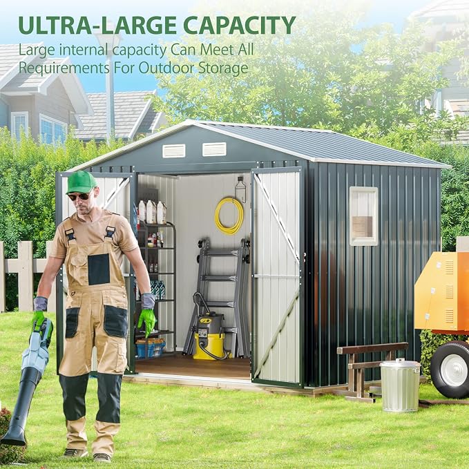 8x6FT Outdoor Steel Storage Shed - Image 6