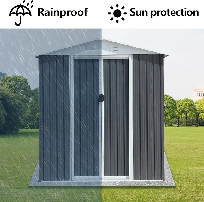 6x4 FT Outdoor Storage Shed, Metal Garden Shed - Image 5