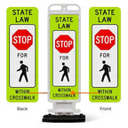 State Law Stop for Pedestrian Within Crosswalk MUTCD R1-6a Sign, Double Sided - Image 5