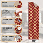 Ottomanson Hallway Runner Rug 1'10" x 7' Non Slip Trellis Area Rugs Easy to - Image 3