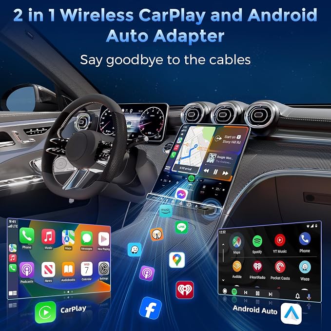 2-in-1 Wireless CarPlay & Android Auto Adapter - Image 2