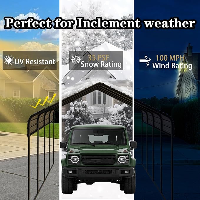 Heavy Duty Metal Carport 20x20 ft Galvanized Steel Carport Shelter - Image 3