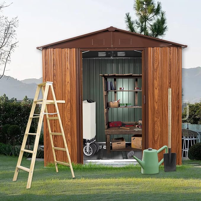 6x6 FT Outdoor Storage Shed, Metal Garden Shed by BNSPLY