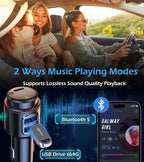 Bluetooth Car Adapter, Wireless AUX FM Transmitter, USB C&QC3.0 Dual Fast - Image 3