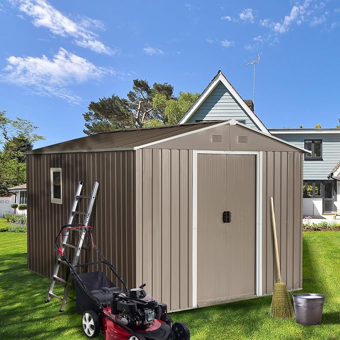 10×8FT Outdoor Metal Storage Shed Large Garden Sheds - Image 2