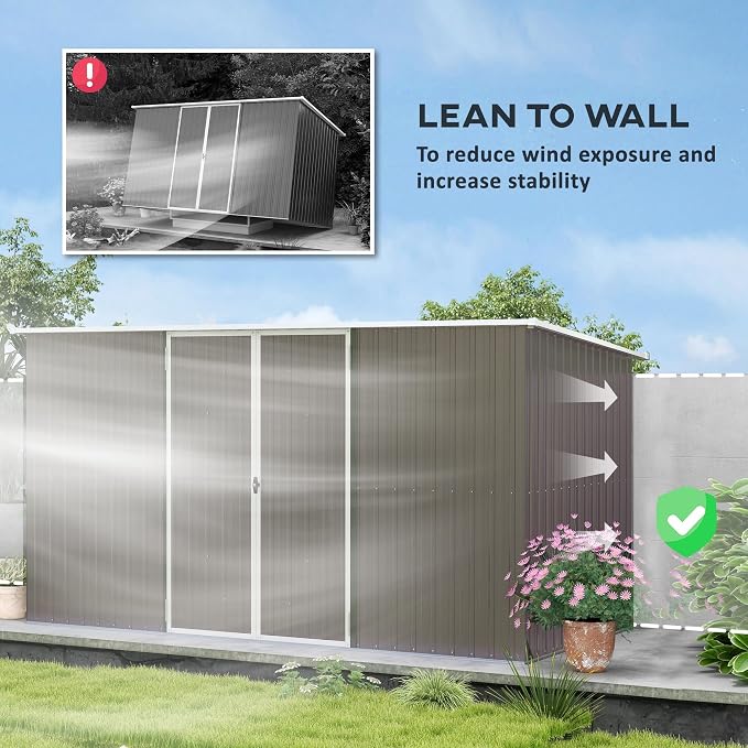 Outsunny 11' x 6' Outdoor Storage Shed, Galvanized Metal Utility Garden Tool - Image 3