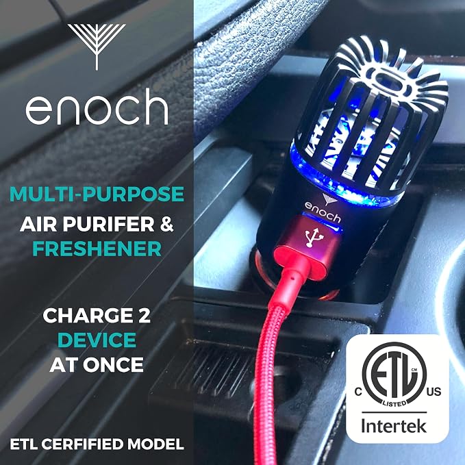 Enoch Car Air Purifier Premium Air Ionizer - 12V Plug-In Ionic Ozone Deodorizer - Image 5