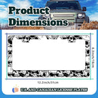 Skull License Plate Frame Black White Skeleton Stainless Steel License Plate - Image 3