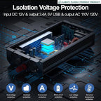 3000W Power Inverter, Peak Power 6000W 12V DC to AC 110V120V, Remote Control - Image 4