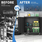 Metal Storage Cabinet with Wheels, Lockable Garage Cabinet with Doors and - Image 6