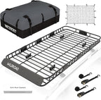 WILDROAD Car Roof Cargo Carrier Combo of Upgraded 84"x 39"x 4" Roof Rack Cargo by WILDROAD