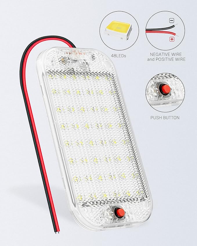 Dome Light for RV Interior, 48LED 800LM Ultra Bright 12 Volt LED White Lights - Image 4