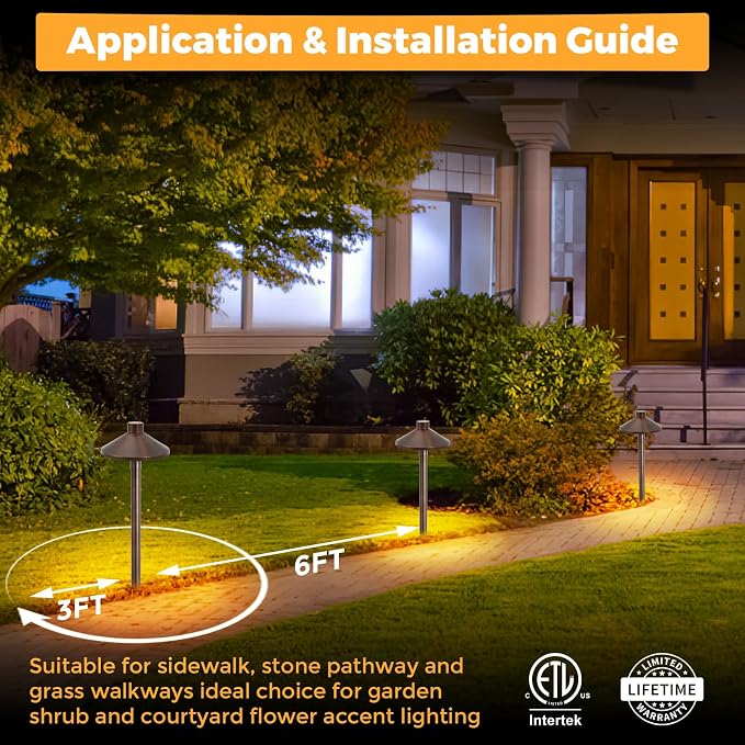 Gardencoin Solid Brass Low Voltage Pathway Lights, 12V AC/DC Heavy Duty LED - Image 5
