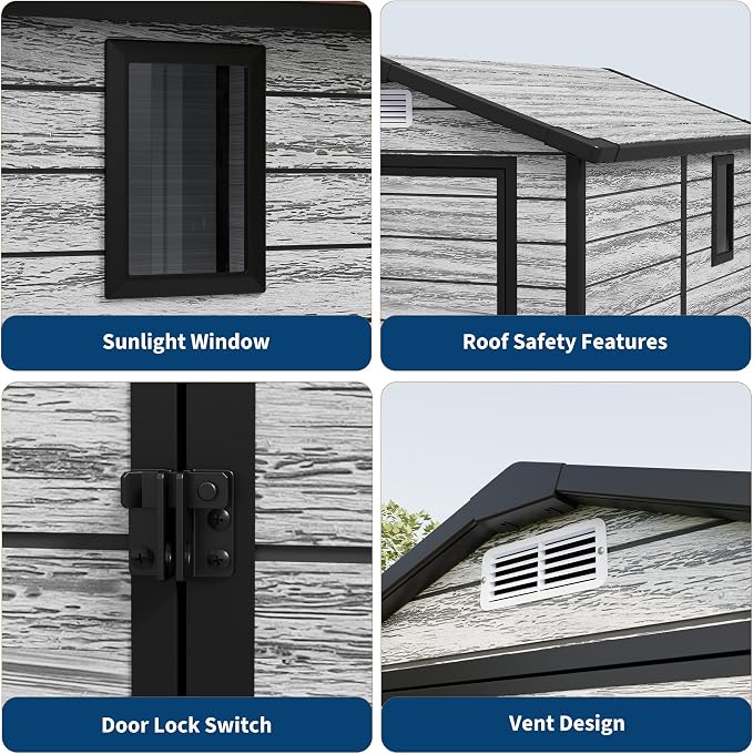 All-Weather Resin Shed with Window, Outdoor Plastic Garden Shed with Lockable - Image 5