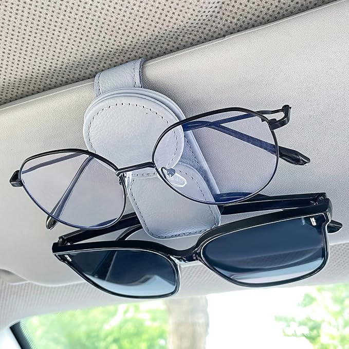 KIWEN Sunglasses Holder for Car Visor, Magnetic Leather Sunglass Eyeglass - Image 9