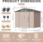 6x8 FT Metal Storage Sheds Outdoor, Metal Tool Shed - Image 2