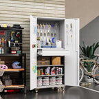 Garage Storage Cabinet with Locking Doors and 2 Adjustable Shelves, Pegboard - Image 2