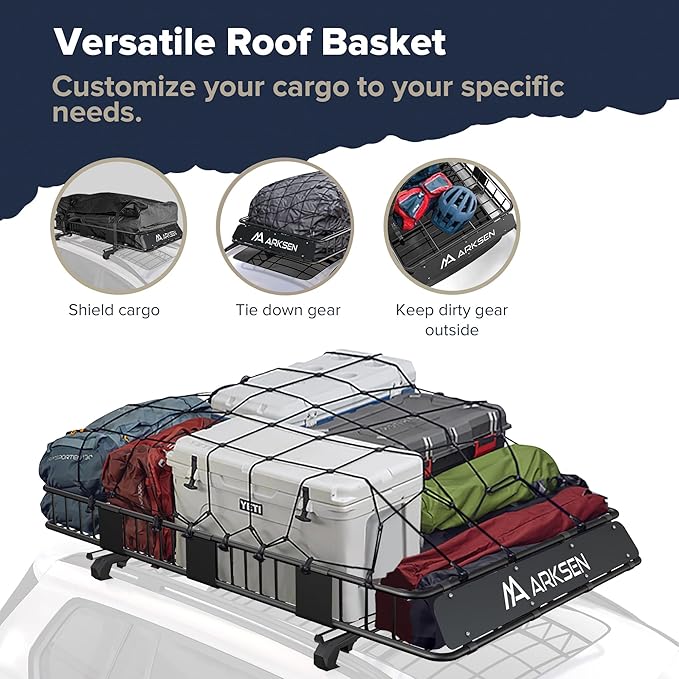 ARKSEN 84 x 50 x 6 Inch Universal Extra Wide 150LB Heavy Duty Roof Rack Cargo - Image 3
