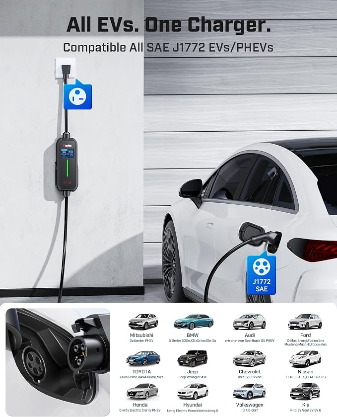 2025 Upgraded Level 1&2 Portable EV Charger, 16Amp Adjustable Current & Timer - Image 2
