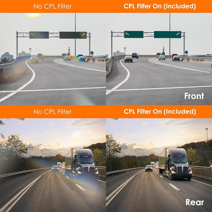 V1P SE 4K Dual Dash Cam w/GPS, Wi-Fi & 2pcs-CPL Filter | 512GB Support | Front - Image 2
