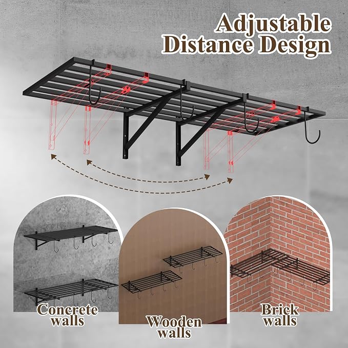 PEKGRIL Garage Wall Shelving Set of 2, 1.5X4 ft Garage Wall Shelves - Image 8