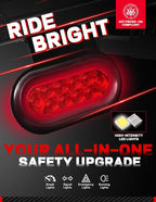 Young Bike Rack Brake Light & Plate Kit, 6 Inch 10LEDs Oval Red LED Tail Light - Image 3