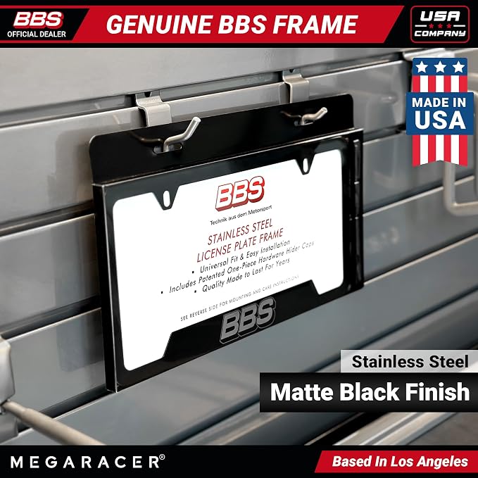 BBS Official Black Stainless Steel License Plate Frame – Made in USA – Premium - Image 2