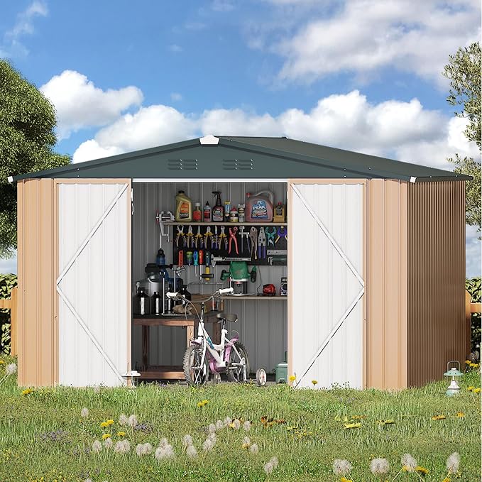 AECOJOY Shed 8' x 10' Outdoor Storage Metal Shed, Steel Yard Shed by AECOJOY