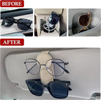 KIWEN Sunglasses Holder for Car Visor, Magnetic Leather Sunglass Eyeglass - Image 3