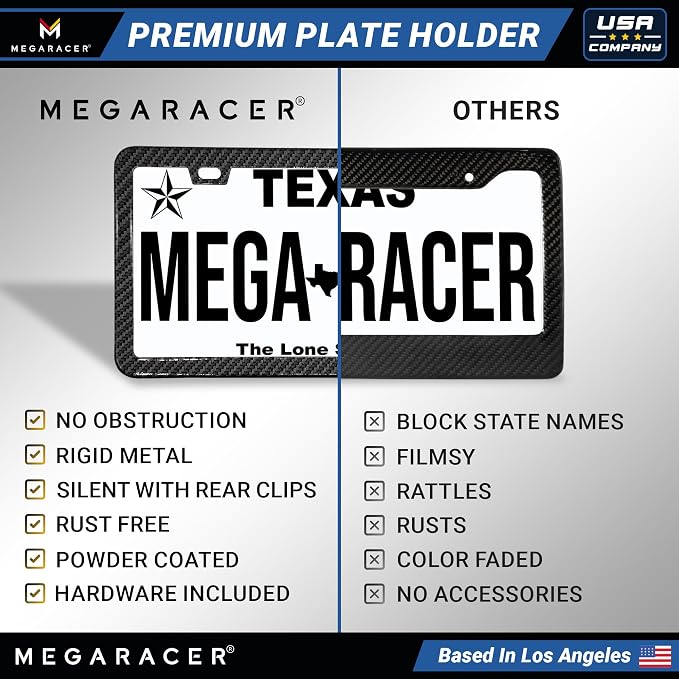 Premium Slim Carbon Fiber Design License Plate Frame – 1 Pack, Rust-Free - Image 5