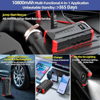 10800mAh Car Jump Starter with Air Compressor and USB/Type-C Charger, - Image 2