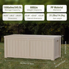 150 Gallon Lockable Resin Deck Box, Waterproof & UV-Resistant Outdoor Storage - Image 2
