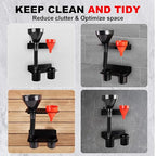 Oil Dual Funnel Holder Storage Rack Includes 2 Plastic Removable Drip Cups - Image 7