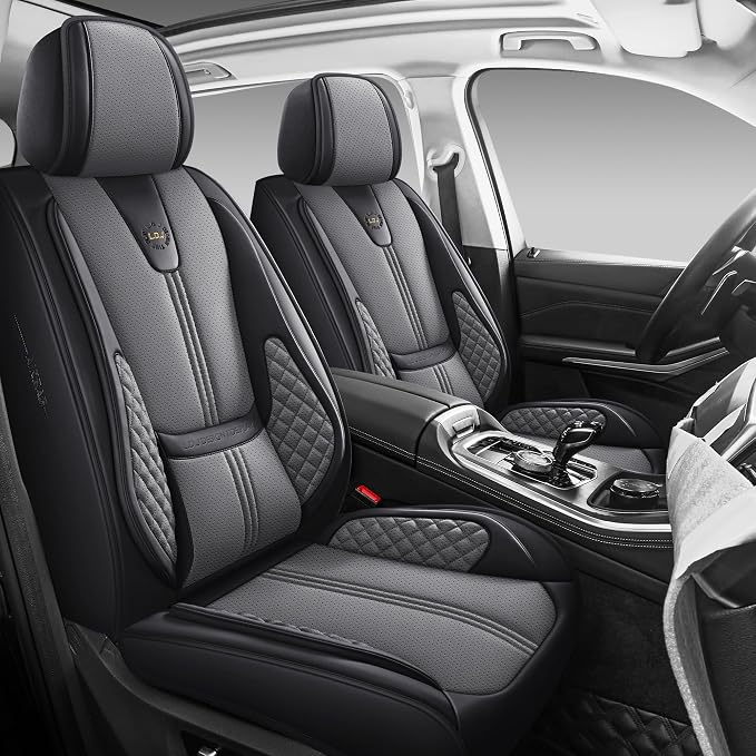 Car Seat Covers Front Only, Easy Install Luxury Leather Automotive Seat Covers by L.D.J+DESIGN+TIDE+PLAY