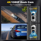 Dash Camera, 4K/1080p Dash Camera Front and Rear, Built-in 5GWiFi, Dash Cam - Image 3