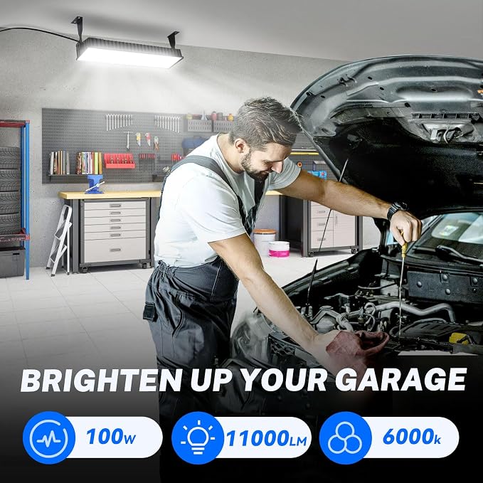 4 Pack LED Shop Lights, 100W 11000LM Plug in Garage Light - Image 2