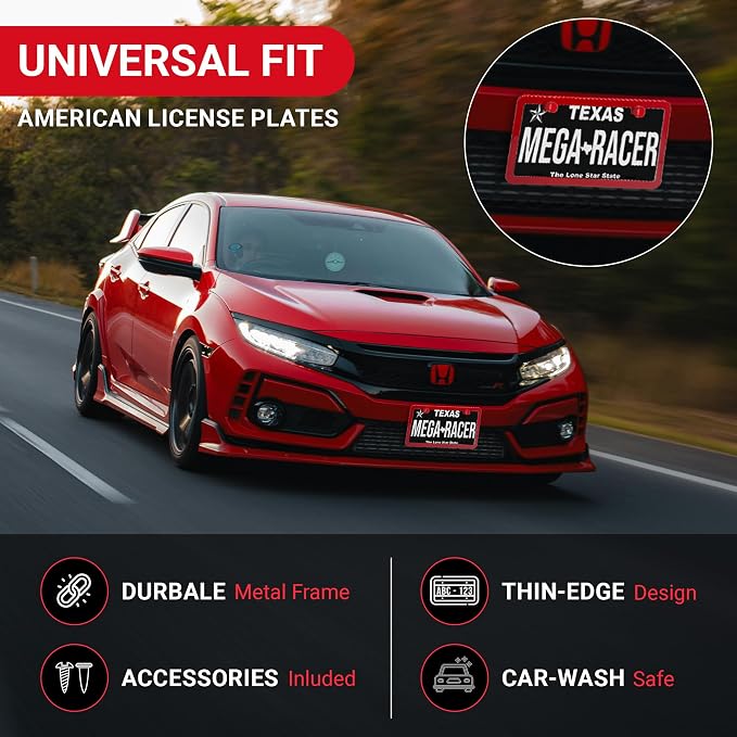 Premium Slim Red License Plate Frames – 2 Pack, Rust-Free Stainless Steel - Image 3