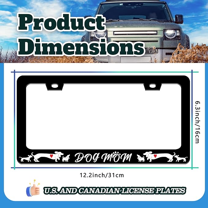 Dog Mom License Plate Frame Cute Animal License Plate Holder - Image 3