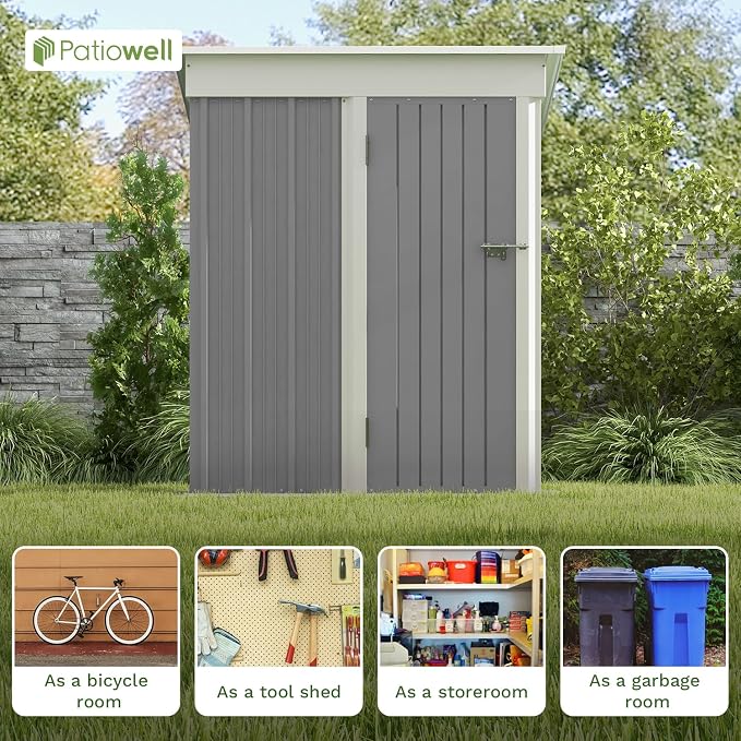 Patiowell 5x3 FT Outdoor Storage Shed, Garden Tool Shed - Image 5