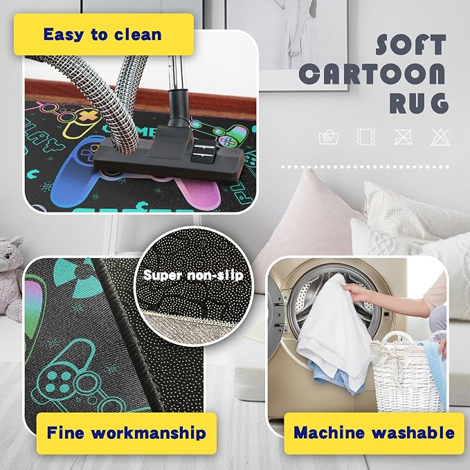 Play Gaming Rug for Bedroom Gamer Mat Gamepad for Boys Room 2x3 for Playroom - Image 5