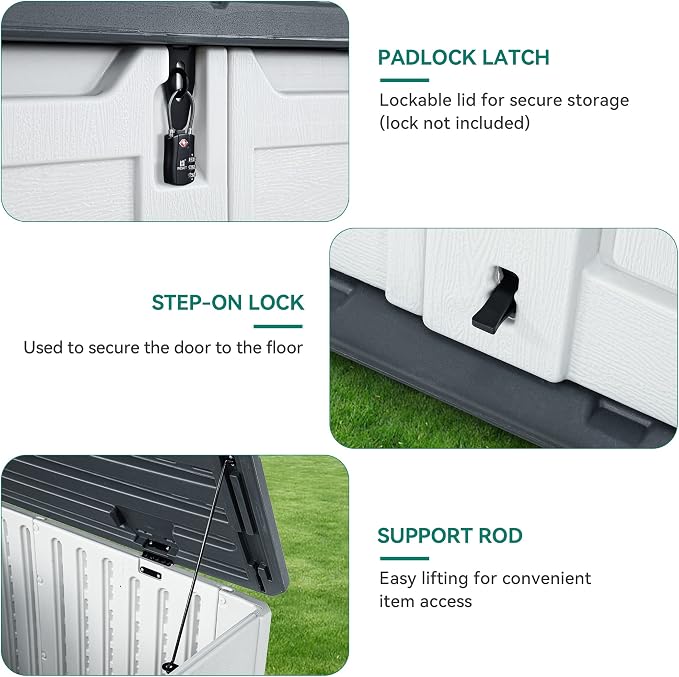 YITAHOME Outdoor Resin Storage Sheds, 39 in Height Lockable Waterproof - Image 3