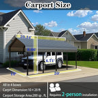 Heavy Duty Metal Carport 20x20 ft Galvanized Steel Carport Shelter - Image 2