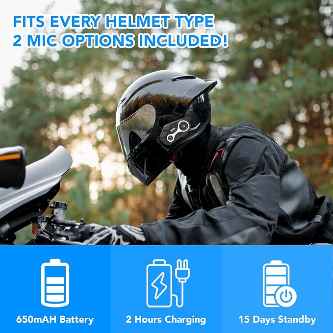Motorcycle Bluetooth Intercom Helmet Headset - Image 6