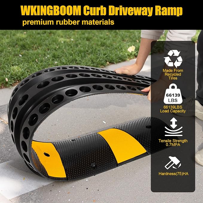 2 Channel Rubber Speed Bumps Humps, 6 Feet Long Traffic Driveway Ramp - Image 7
