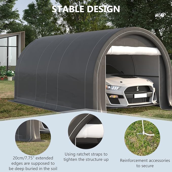 Outsunny 10' x 16' Carport, Heavy Duty Portable Garage Storage Tent - Image 4