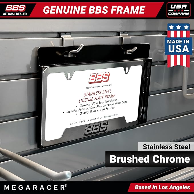 BBS Official Brushed Chrome Stainless Steel License Plate Frame – Made in USA – - Image 2