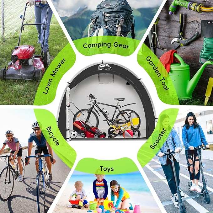 Happy Travel Bike Storage Tent Shed, Outdoor Waterproof Bicycle Covers Shelter - Image 6