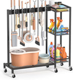 Broom Holder with Cleaning Supplies Organizer, Broom Closet Storage Cabinet by Olakee