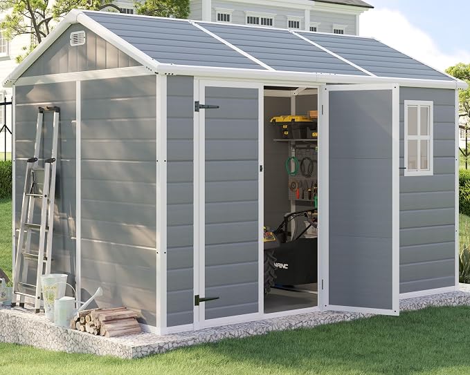10.5x7.6x7.5 ft Outdoor Resin Storage Shed by LUXOAKAddMoreStyletoHome