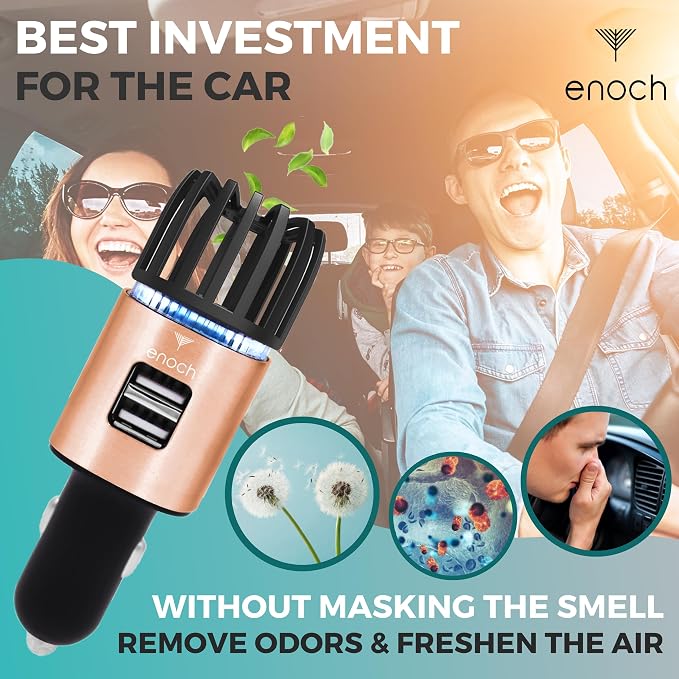 Enoch Car Air Purifier Premium Air Ionizer - 12V Plug-In Ionic Ozone Deodorizer - Image 4